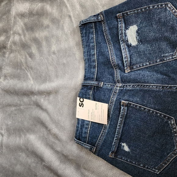 So jrs cuttoff super high rise jean denim shorts distressed sz 3 /26 5 /27 nwt - Picture 4 of 6